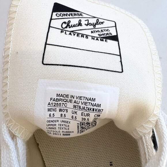 Converse Chuck 70 Ox Chevron Embroidered Sneakers Lace Up Low Top Egret Size 8.5 - Picture 8 of 9
